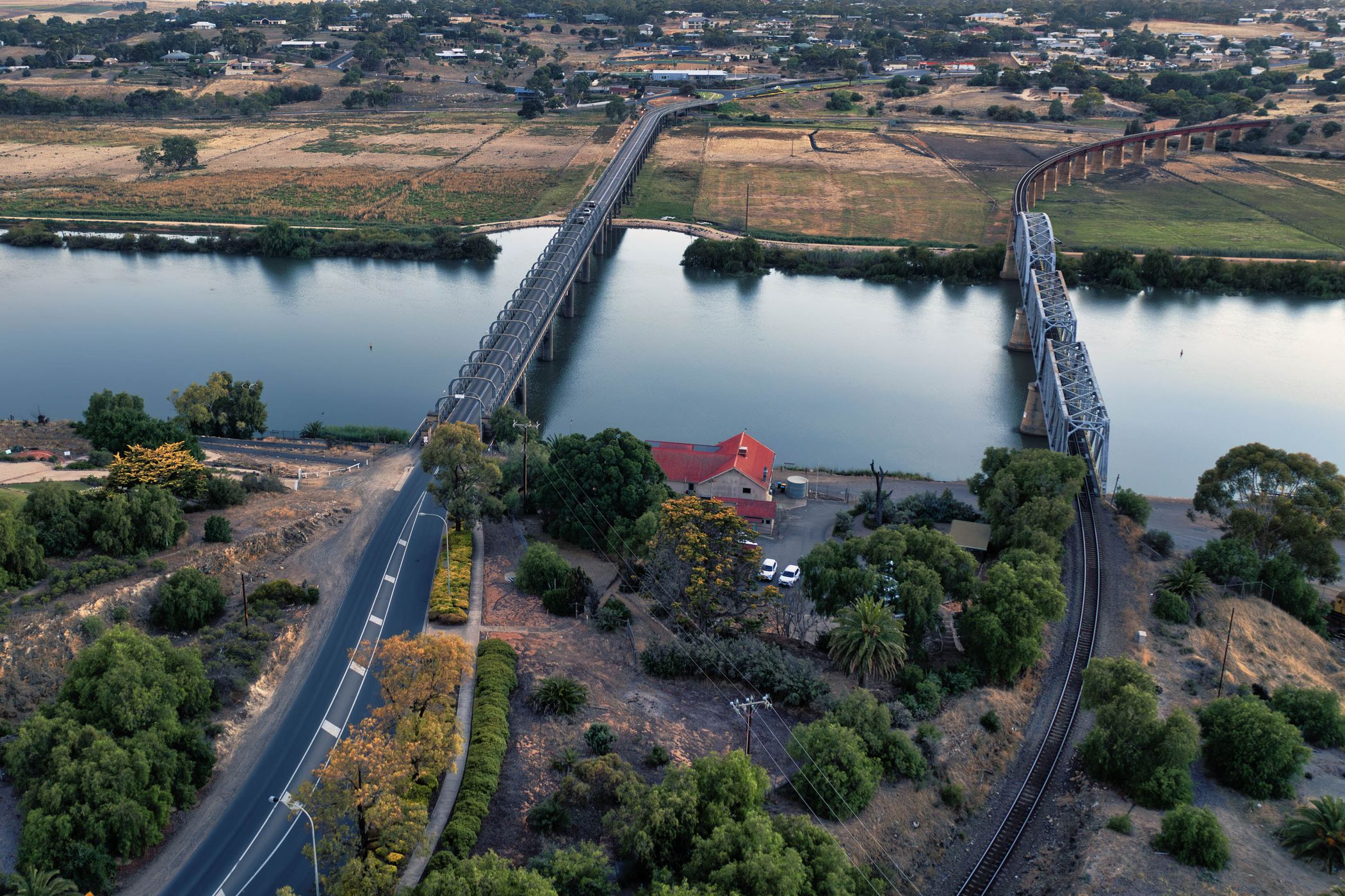 Twin Bridges [Drone] Murrary Bridge, South Australia, Australia