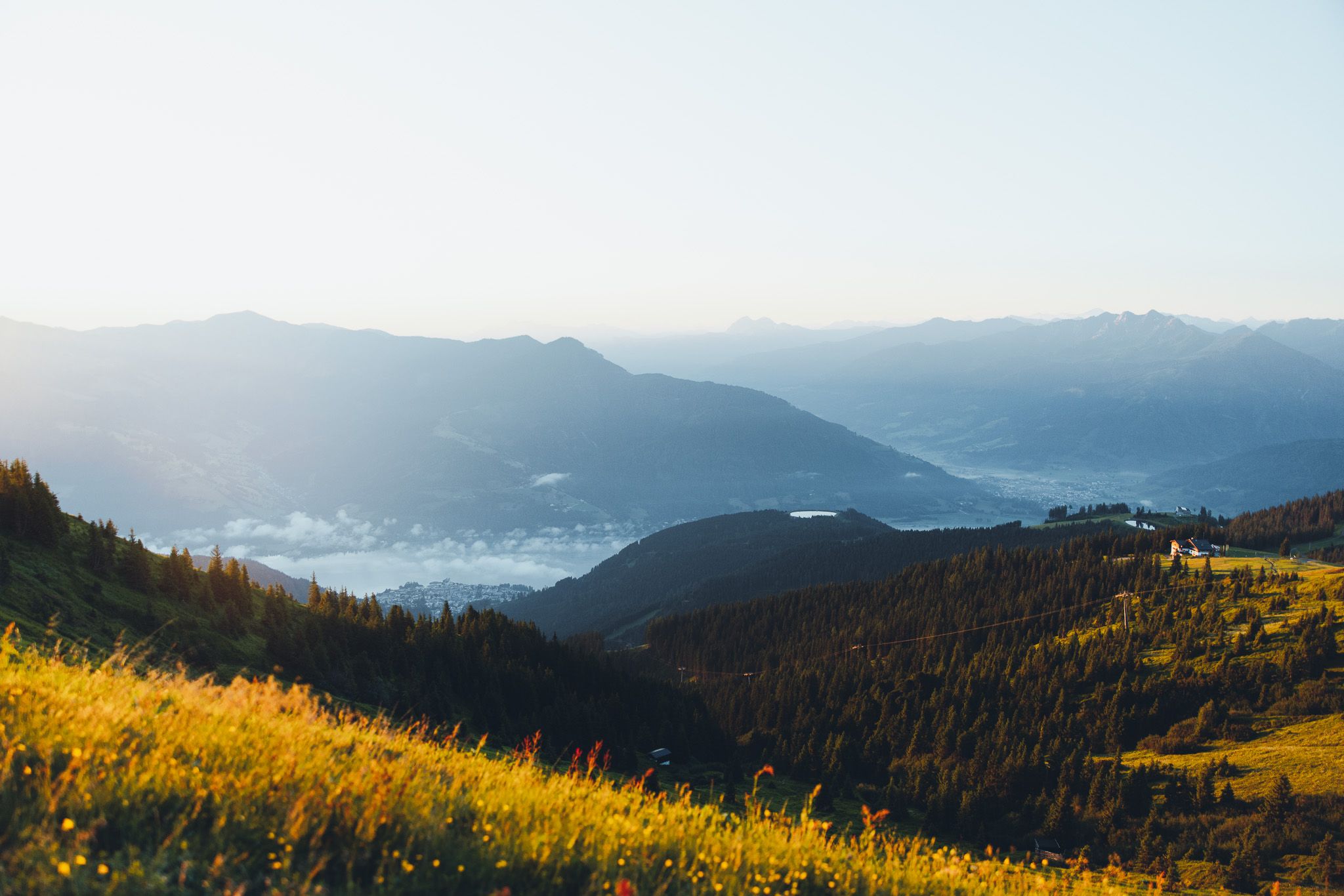 View from Schmittenhöhe onto Zell am See, Austria