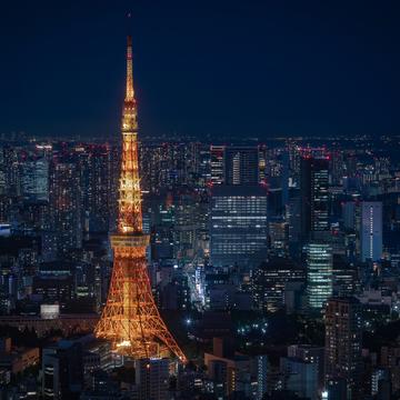 View of Tokyo Tower from Roppongi Tower, Japan