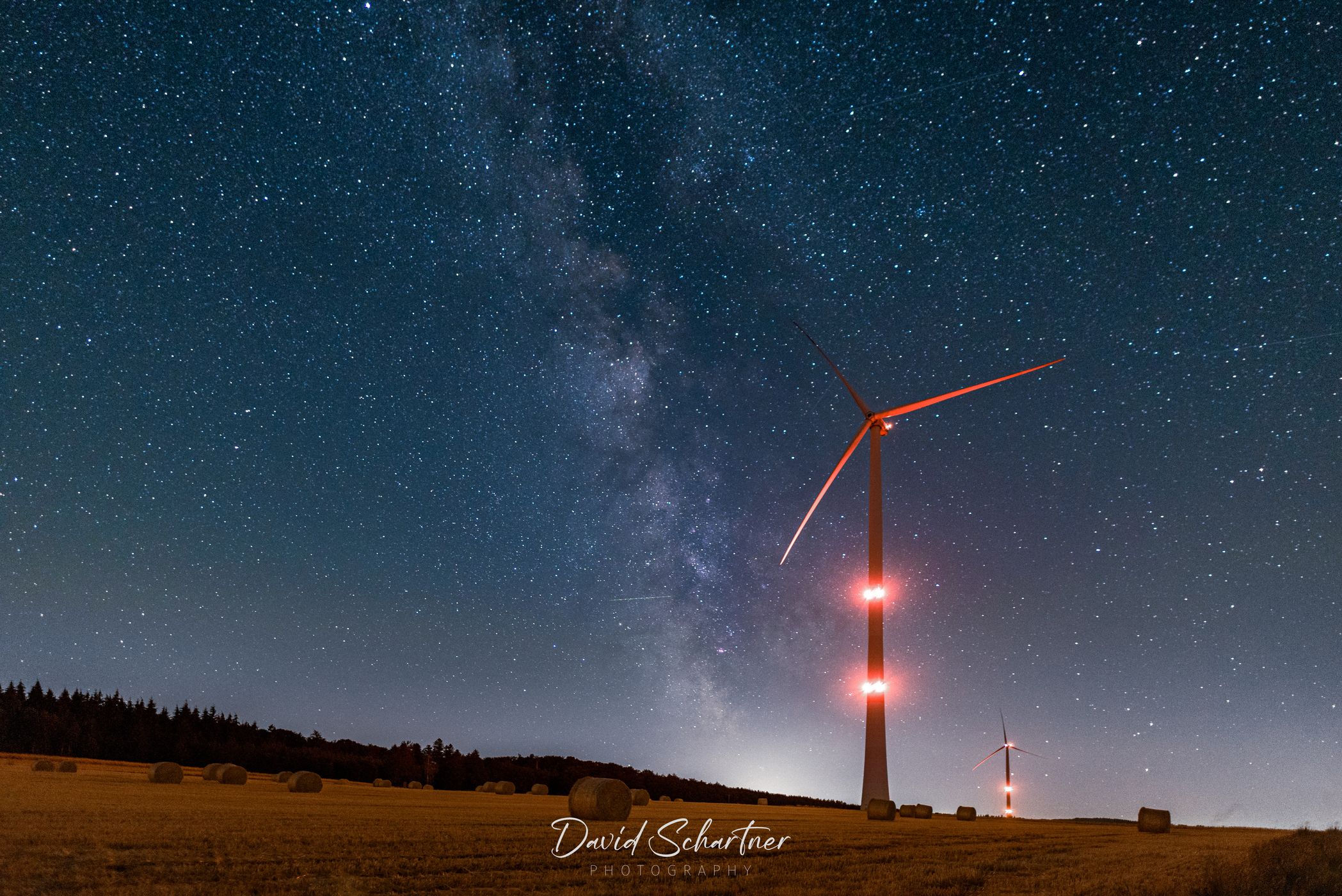 Wind turbine with milky way, Germany