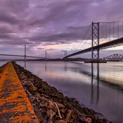 3 Bridges meet Forth Bridge, Edinburgh, Scotland,, United Kingdom