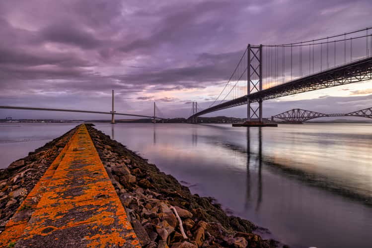 3 Bridges meet Forth Bridge, Edinburgh, Scotland,