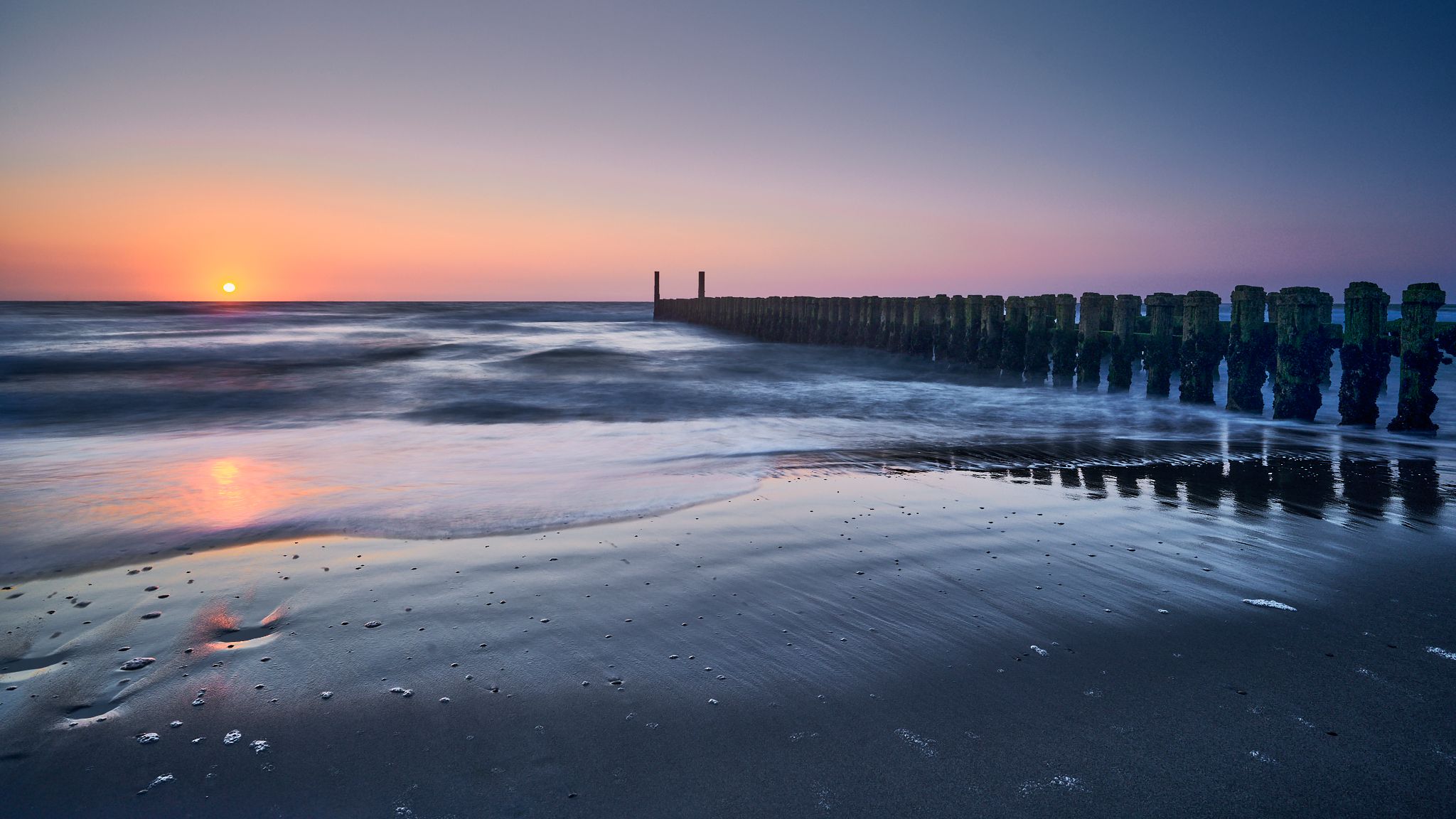 Breakwater at beach near Domburg, Netherlands