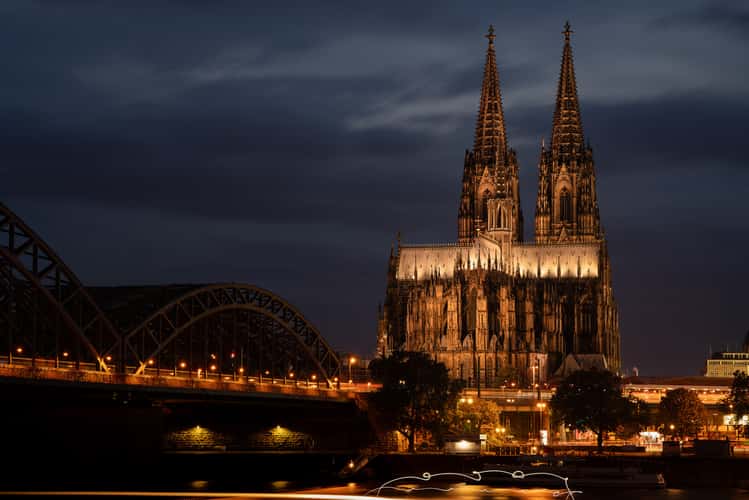Cologne Cathedral from north of Hohenzollern Bridge