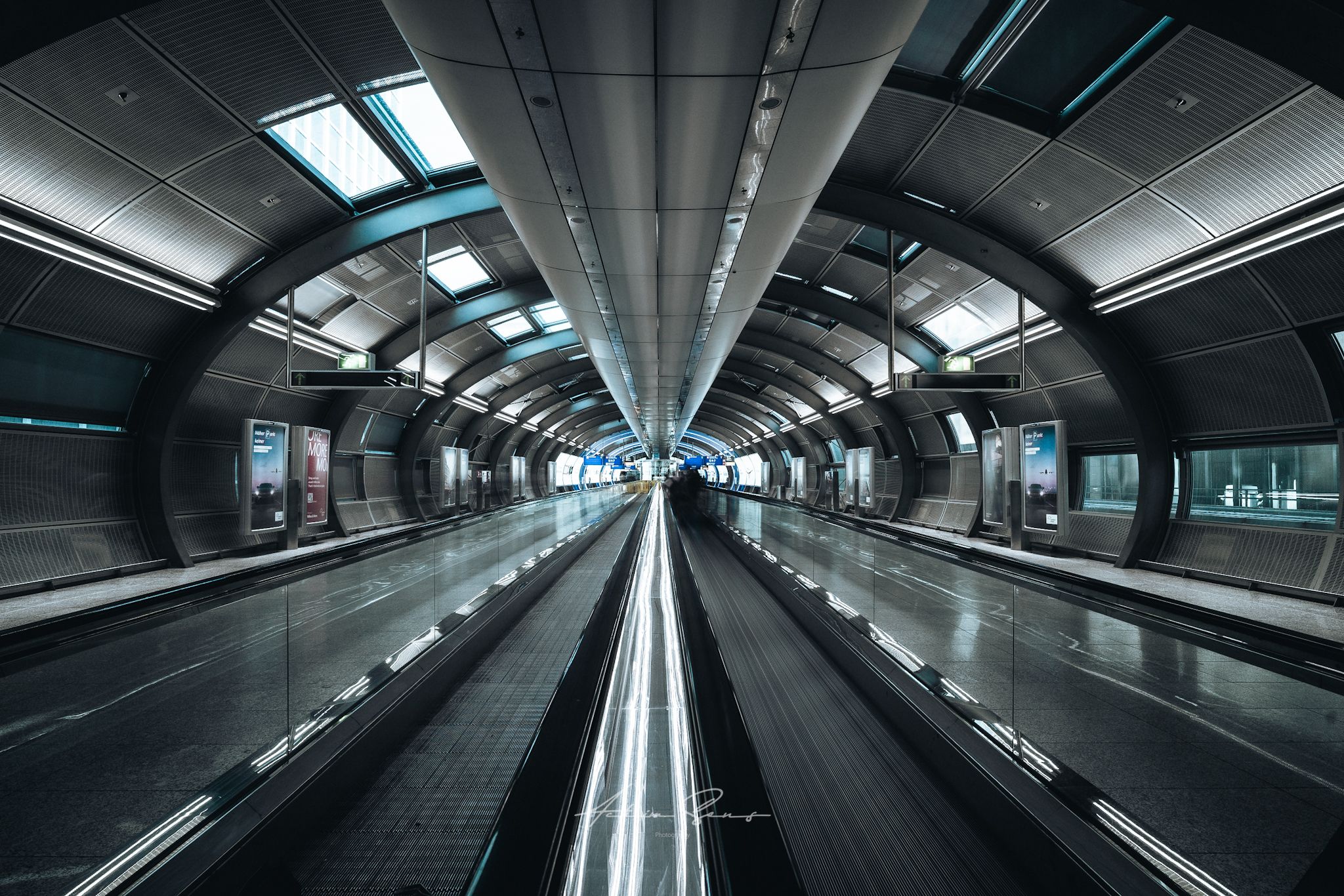 Moving walkway at Railway Station, Frankfurt am Main Airport, Germany