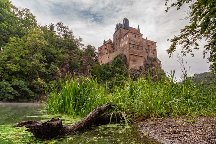 Kriebstein Castle from waterfall