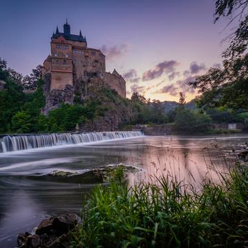 Kriebstein Castle from waterfall, Germany
