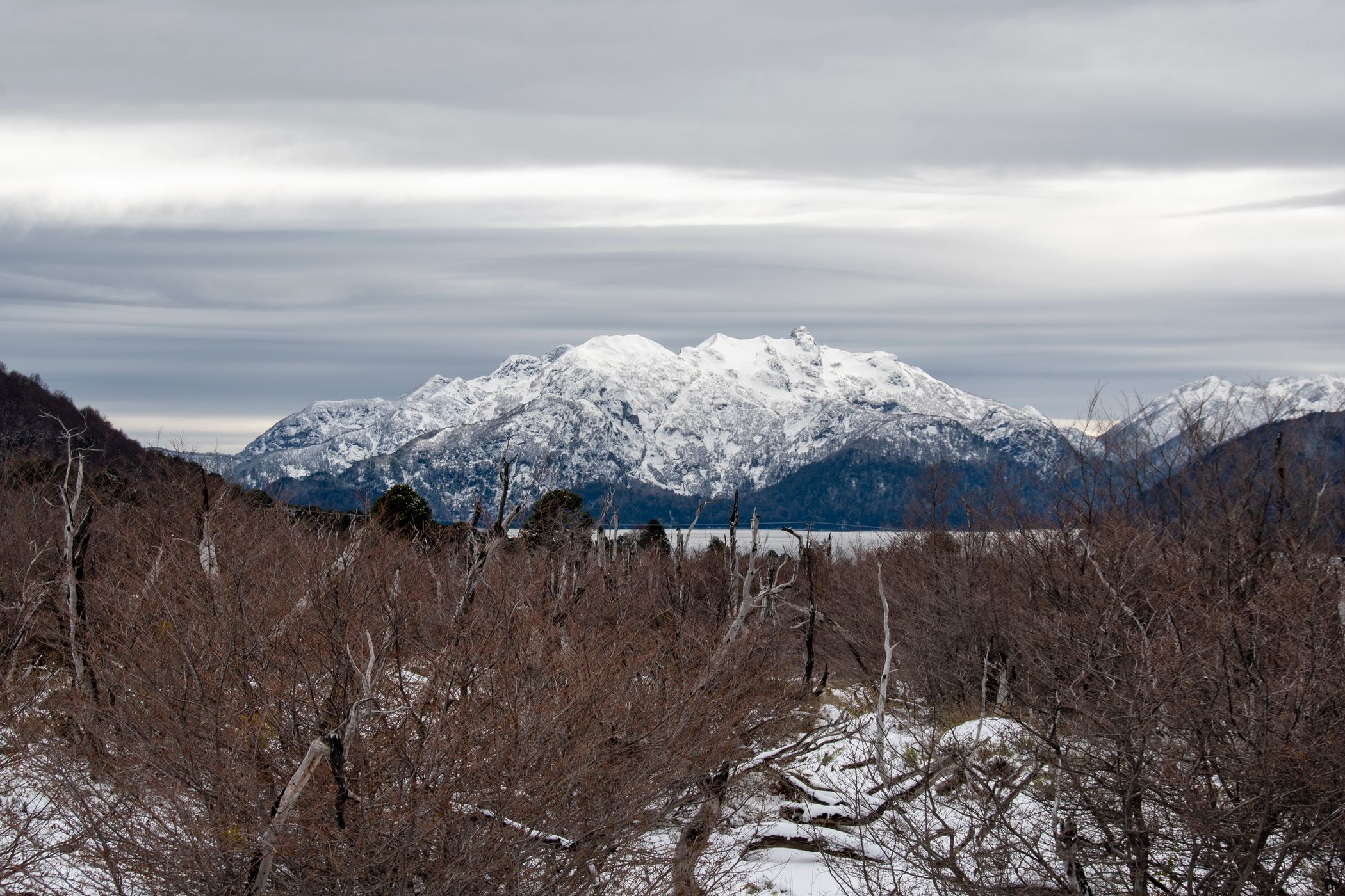 Lake and Mountains near Vulcan Lanin, Argentina