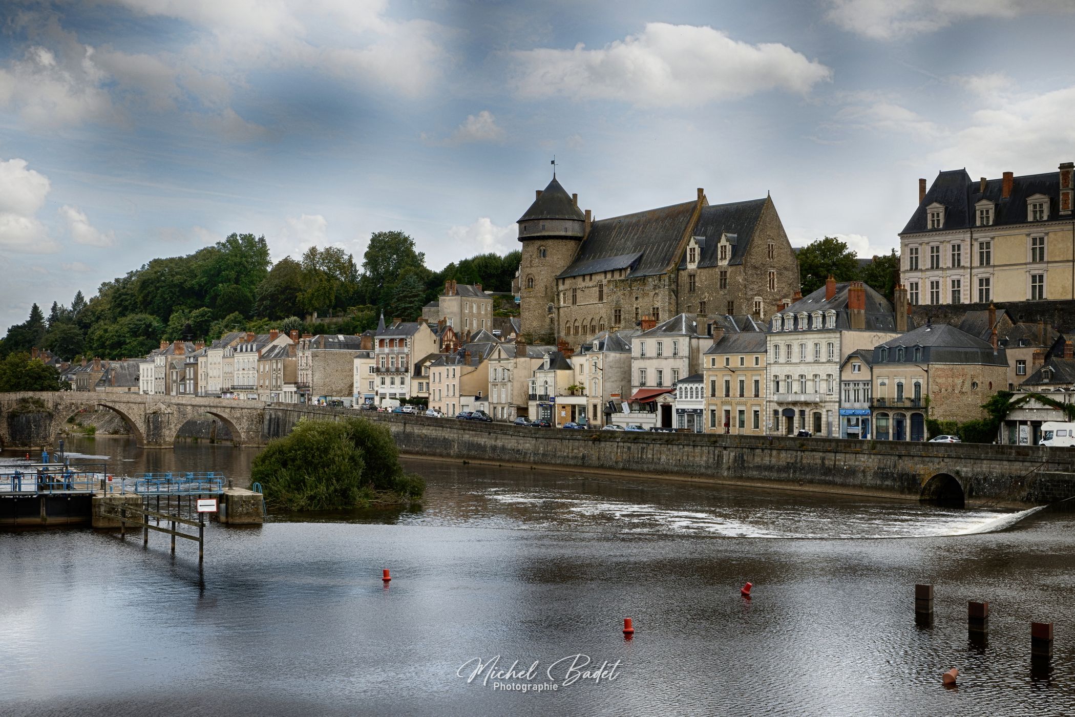 Laval, the castle and the Mayenne, France