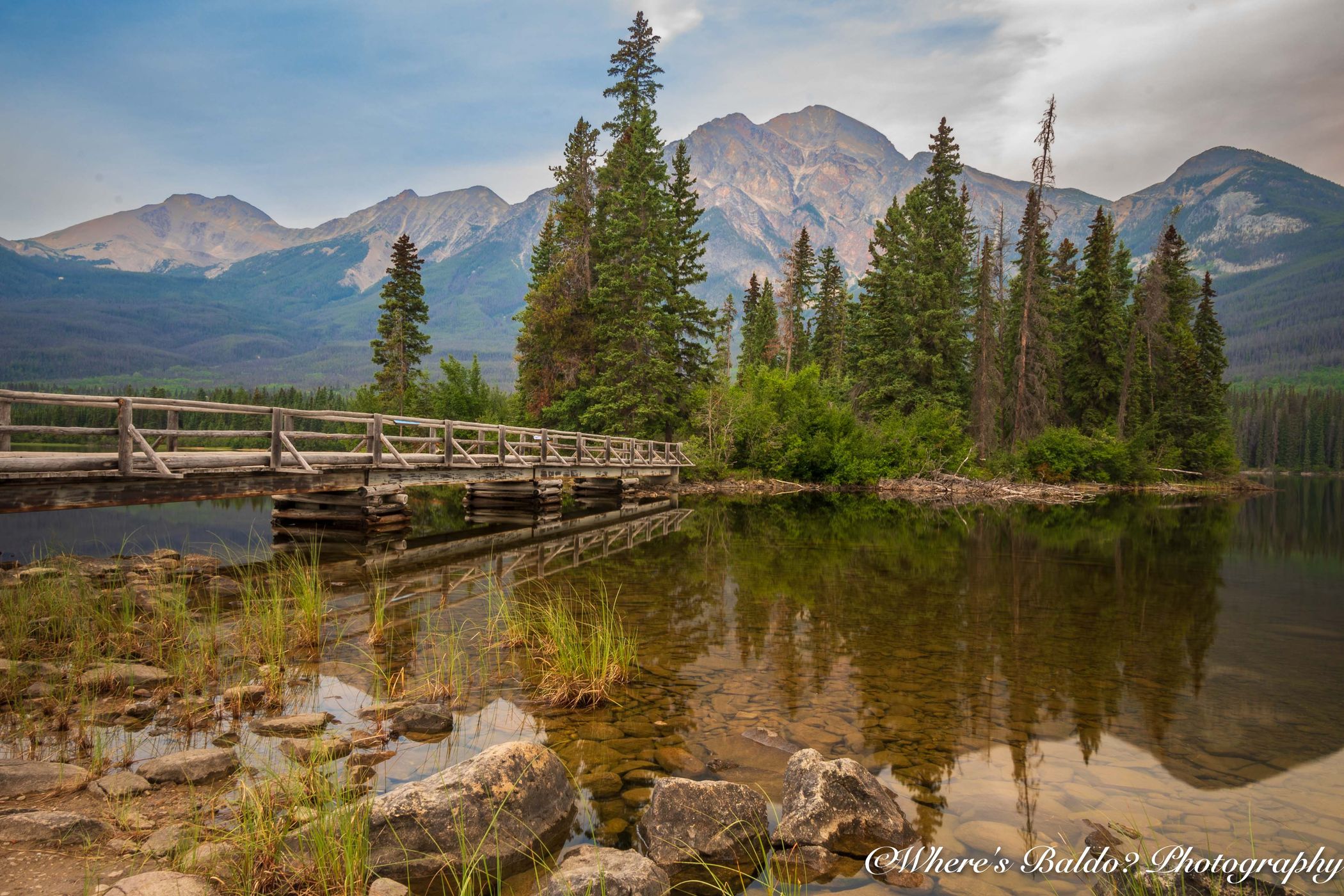 Pyramid Island view with Bridge, Canada