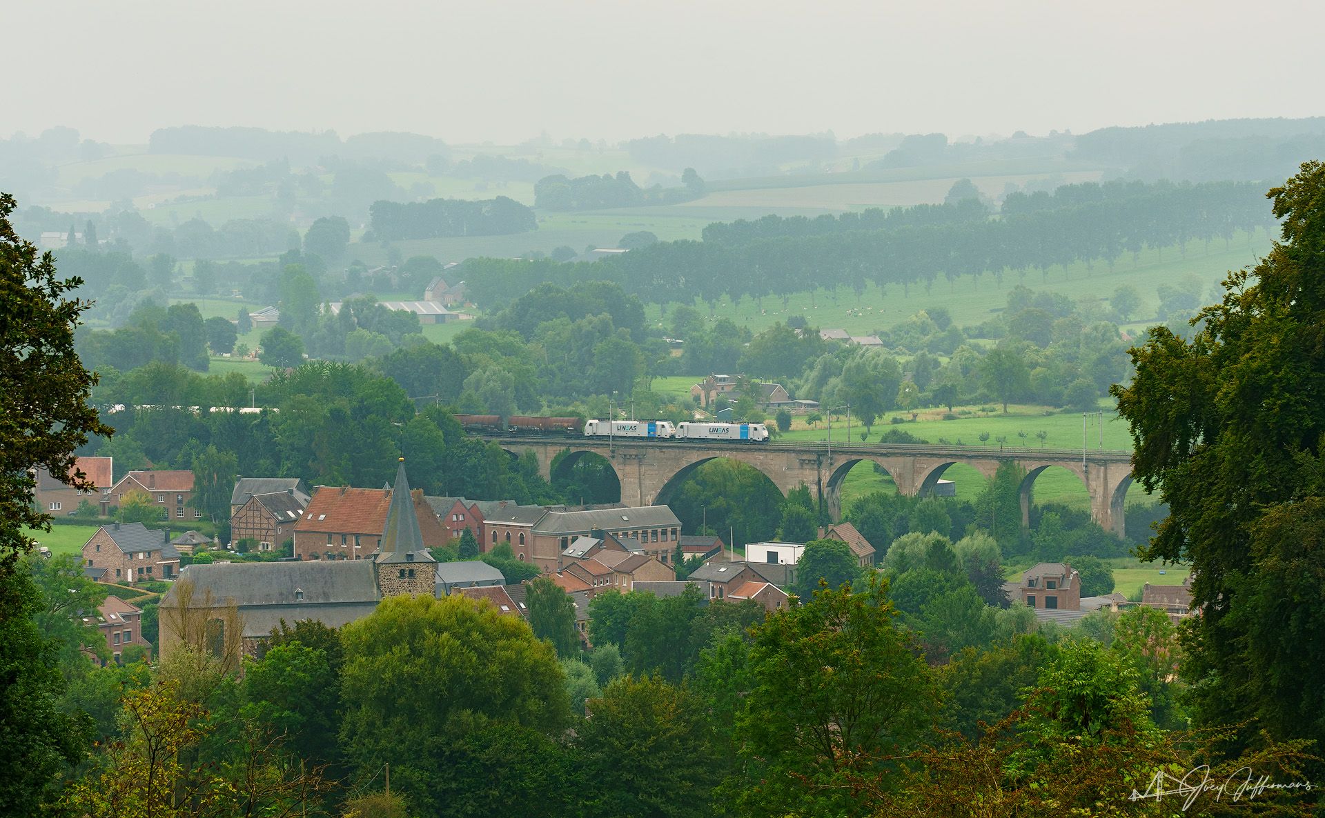 Railway bridge seen from Kattenroth summit (209 m), Belgium