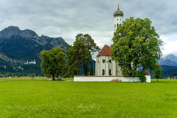 St. Coloman Church with Neuschwanstein, Bavaria