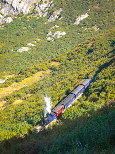 The former Rhone Glacier and the Furka Pass Road