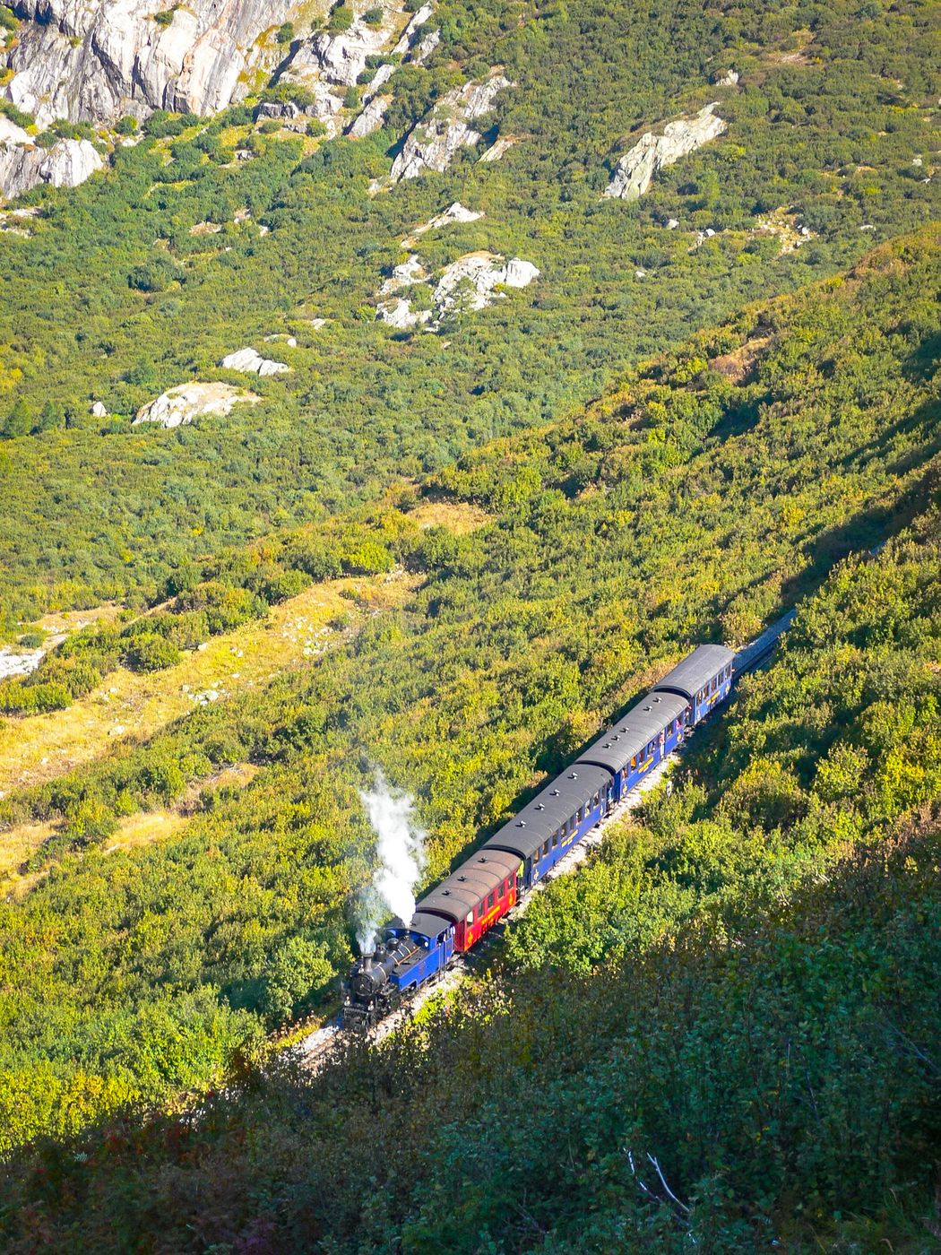 The former Rhone Glacier and the Furka Pass Road, Switzerland