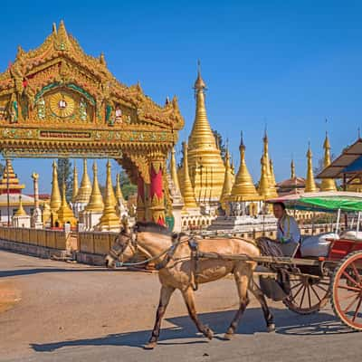 Traditional barrow in front of Nin-Ne Temajun monastery, Myanmar