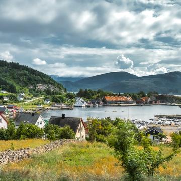 View on harbor of Våge, Norway