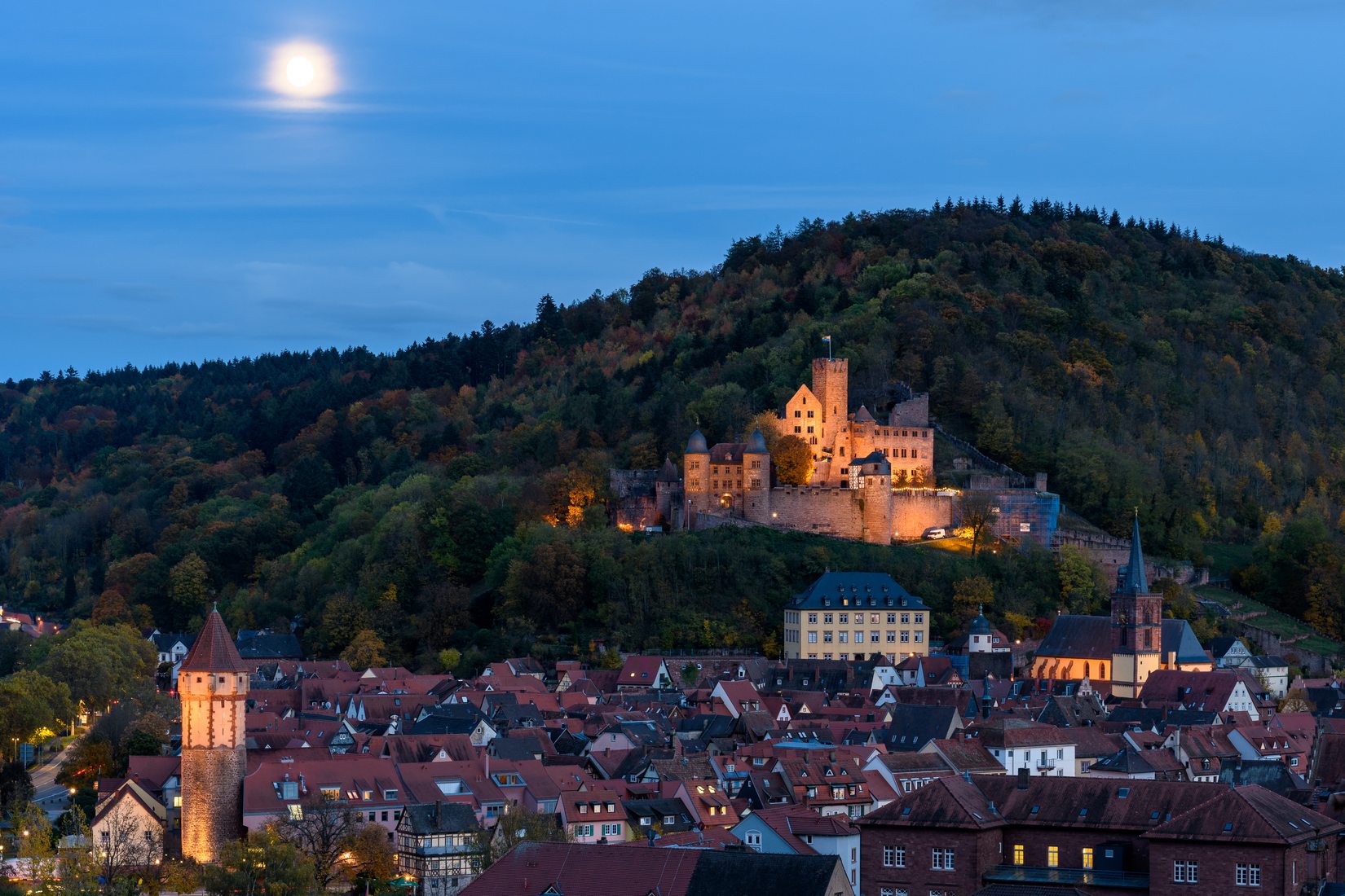 Wertheim Castle and Wertheim City from Wartberg, Germany