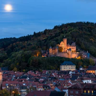 Wertheim Castle and Wertheim City from Wartberg, Germany