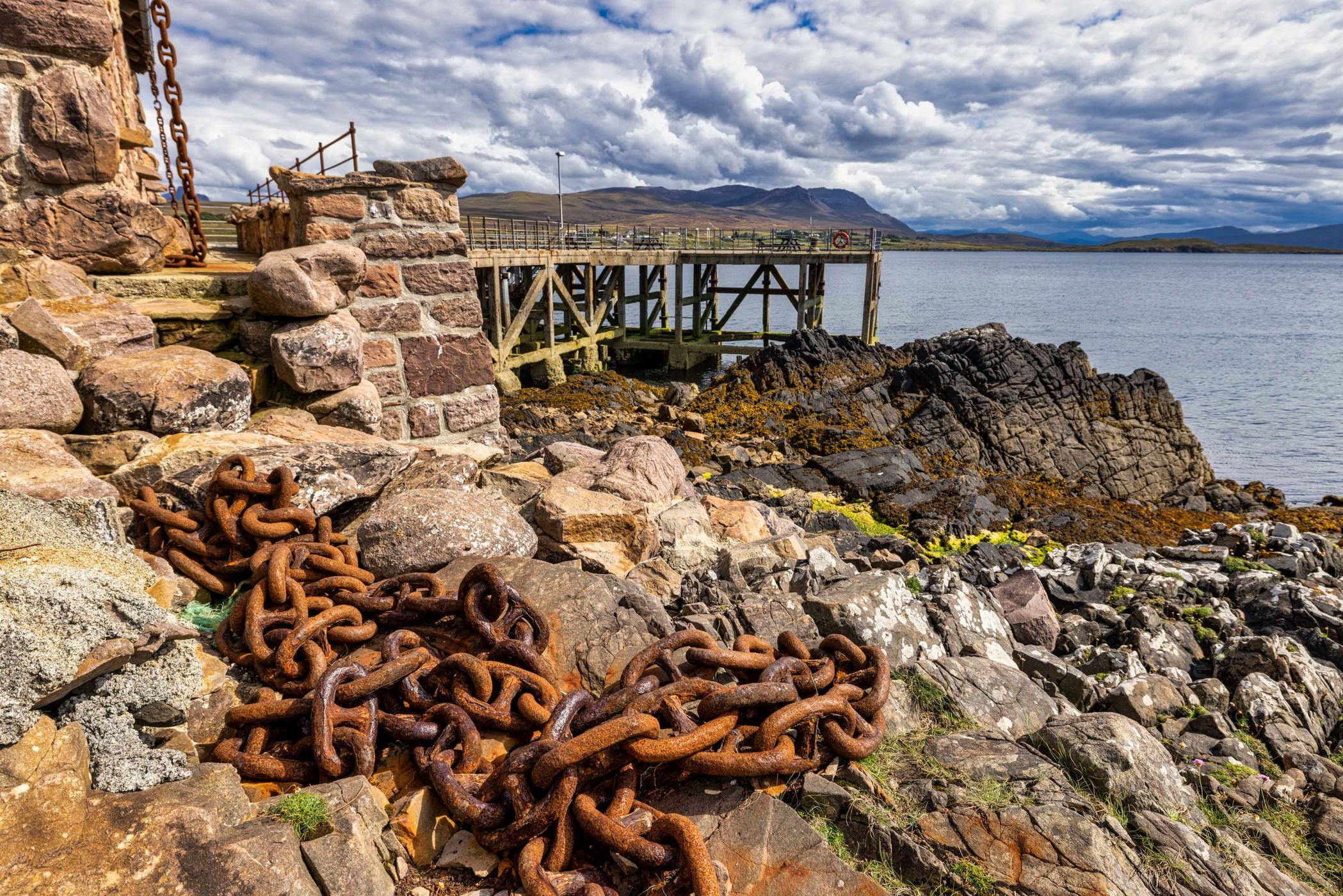 Chain, Bardentarbet Pier, Polbain, Ullapool, Scotland, UK, United Kingdom