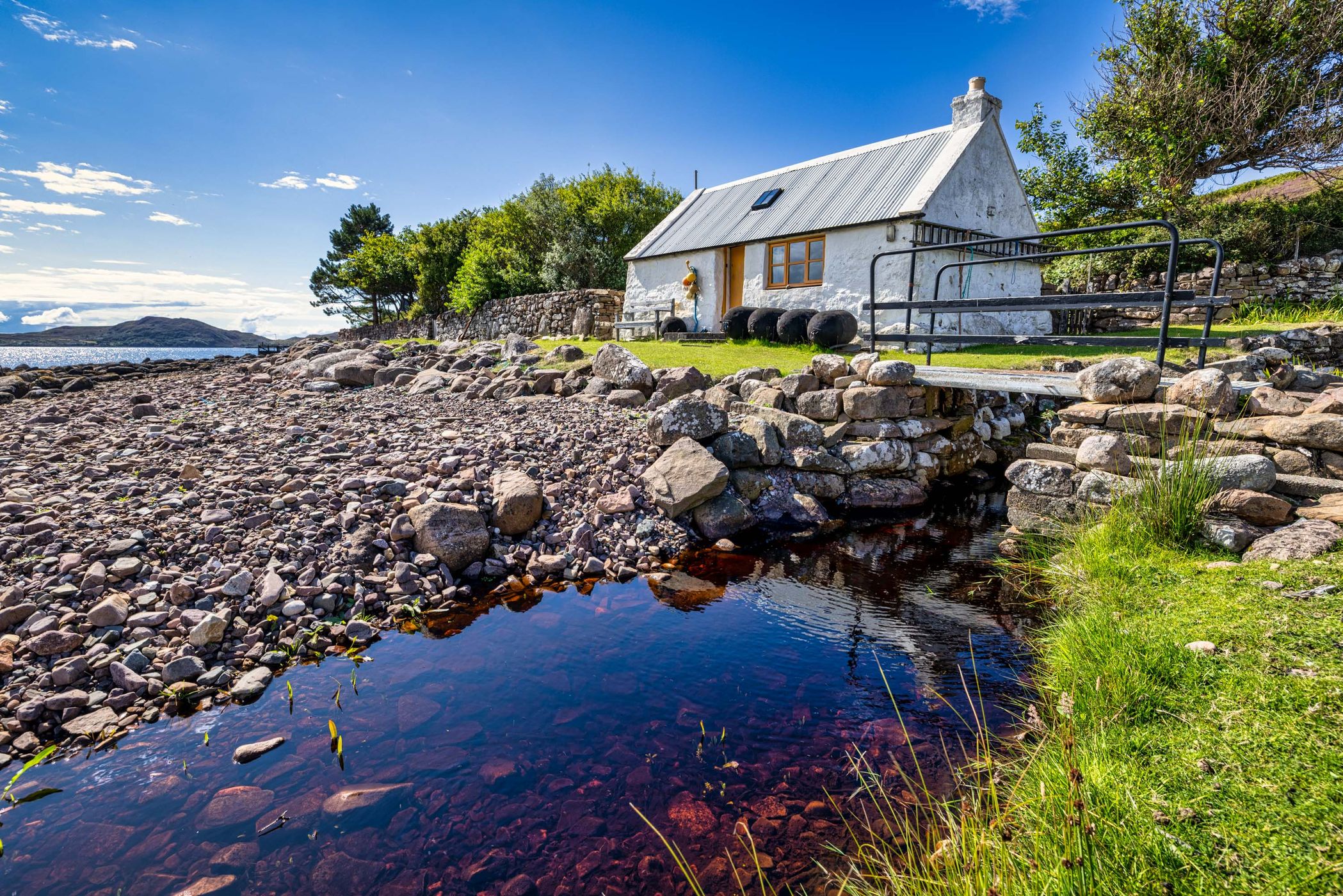 Cottage, Bardentarbet Bay, Polbain, Ullapool, Scotland, UK, United Kingdom