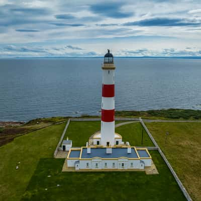 Looking east Tarbat Ness Lighthouse, Tain, Scotland, UK, United Kingdom