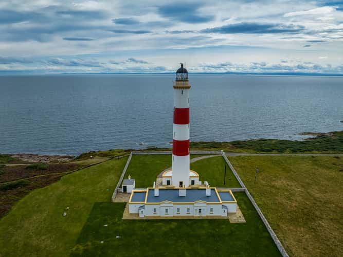Looking east Tarbat Ness Lighthouse, Tain, Scotland, UK