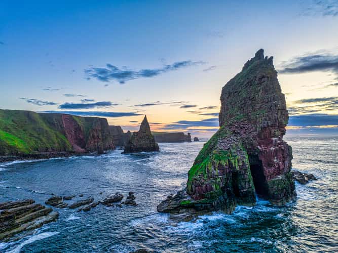 looking north Duncansby Head sea Stacks, Scotland, UK
