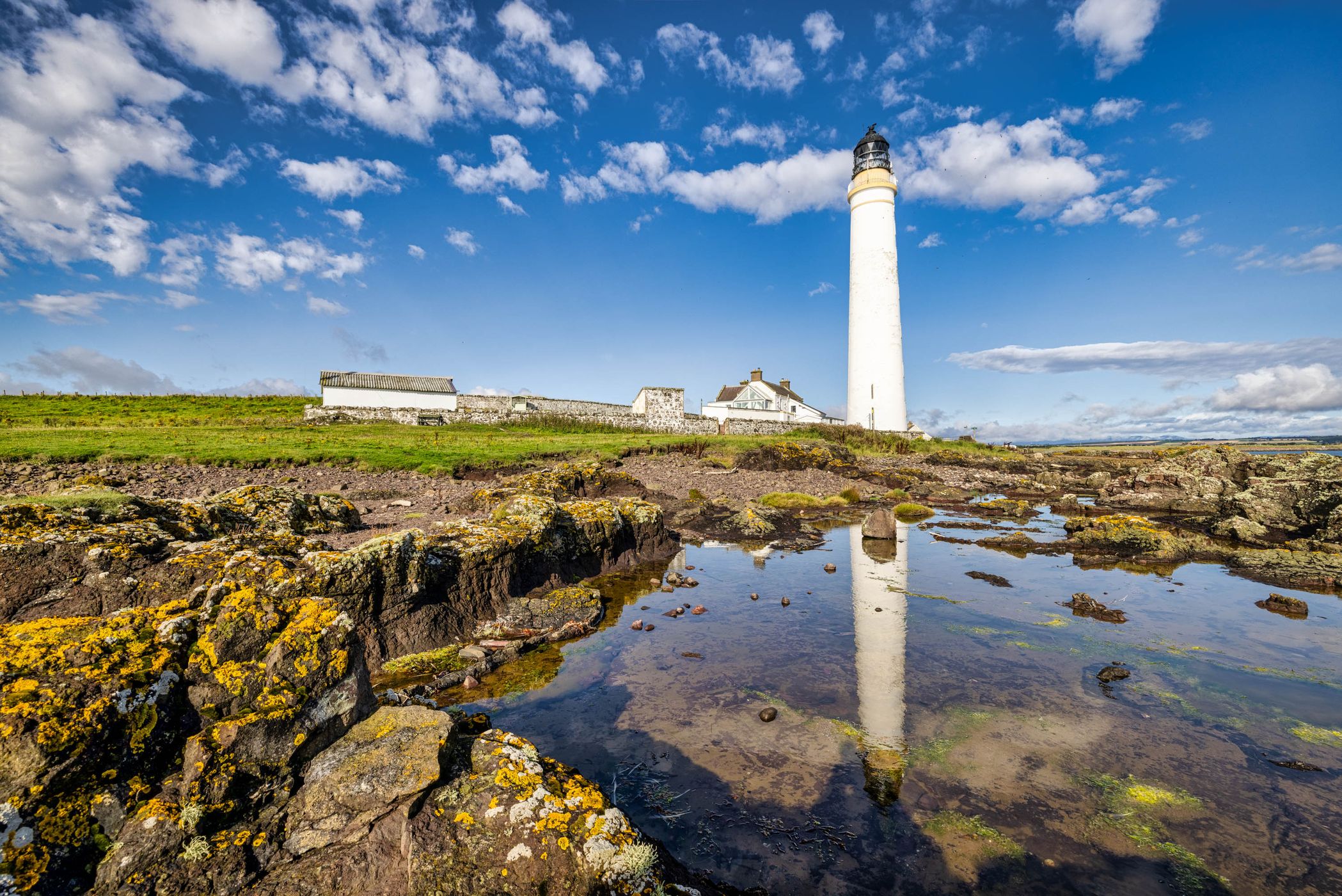 Looking north Scurdie Ness Lighthouse, Scotland, UK, United Kingdom