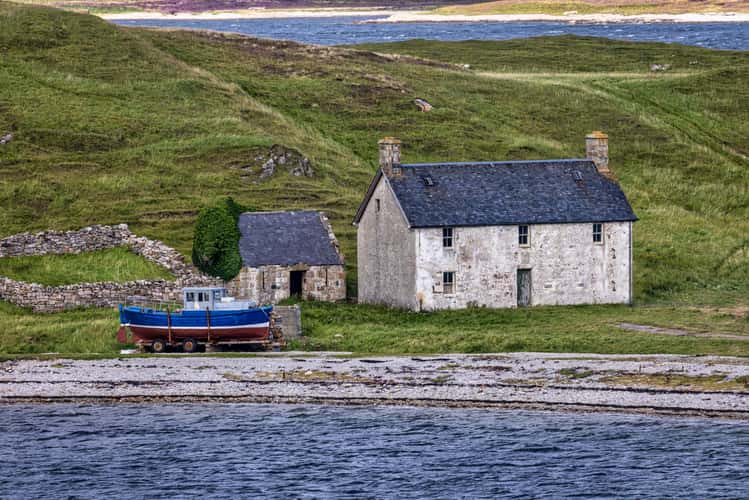 Old House and Boat Ard Neakie Lime Kilns, Scotland, UK