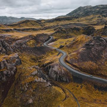 Scenic curvy road, Thingvellir National Park, Iceland