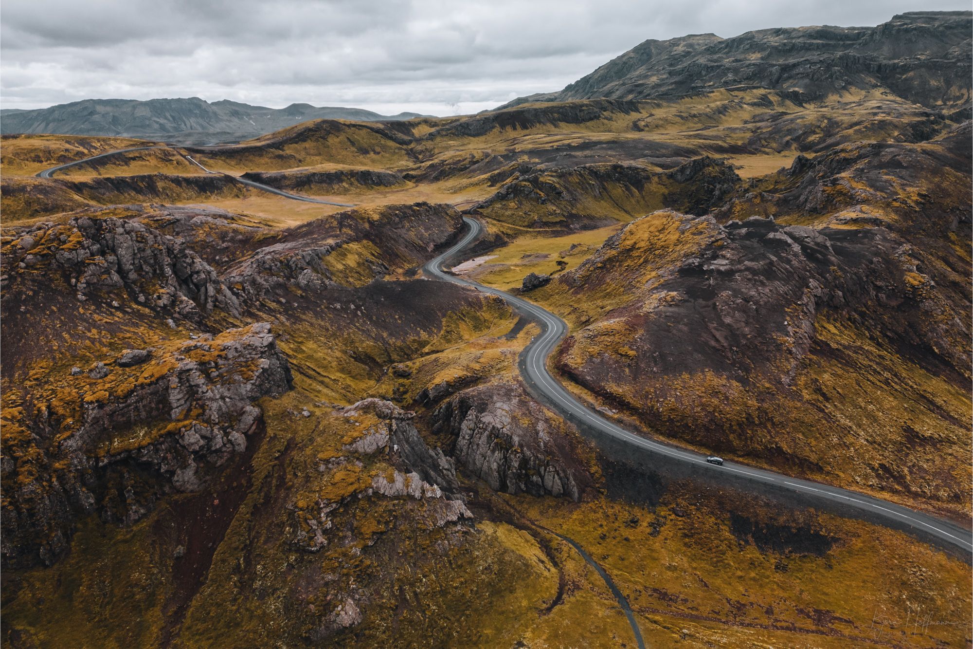 Scenic curvy road, Thingvellir National Park, Iceland