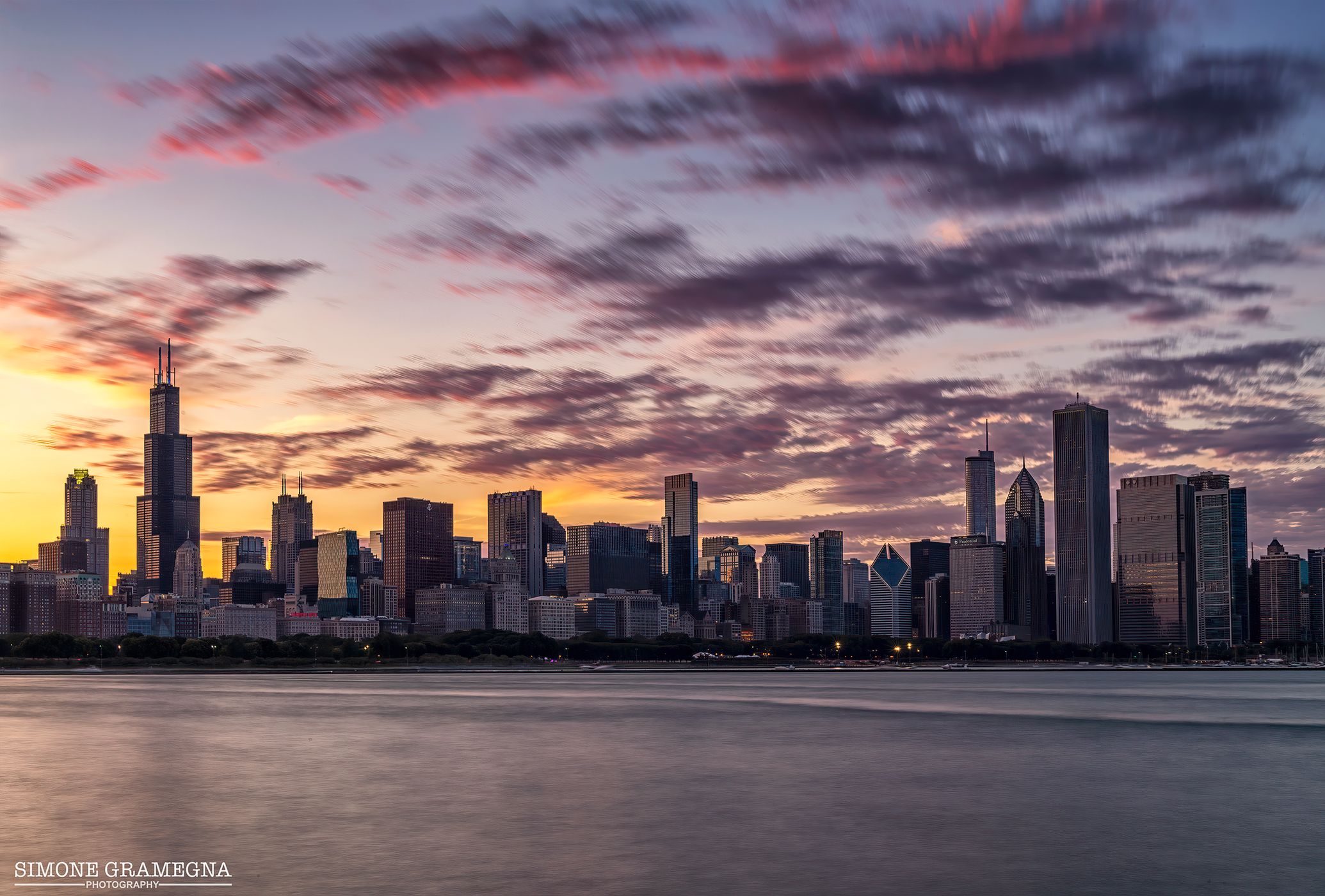 Skyline of Chicago from Adler Planetarium, USA