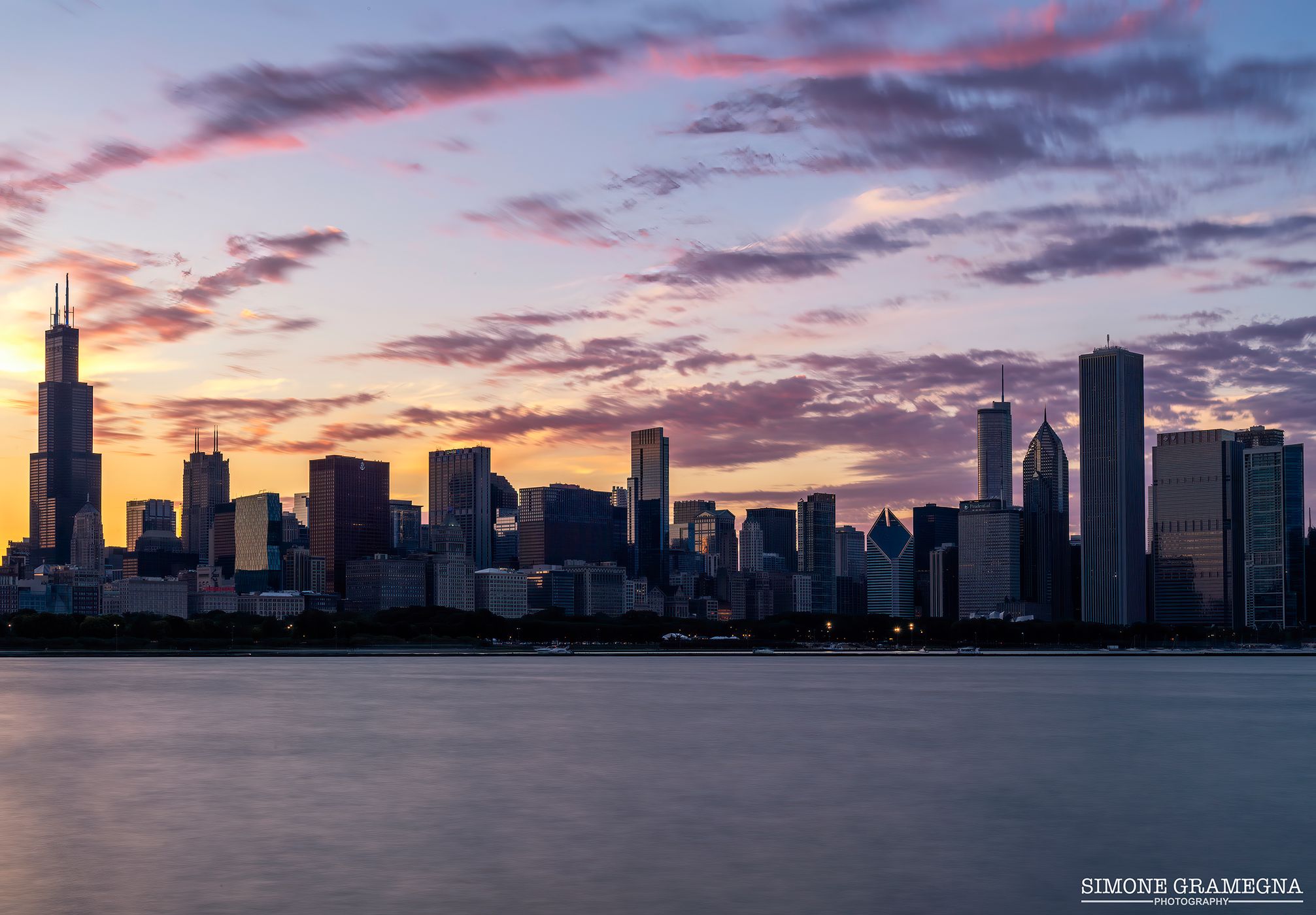 Skyline of Chicago from Adler Planetarium, USA