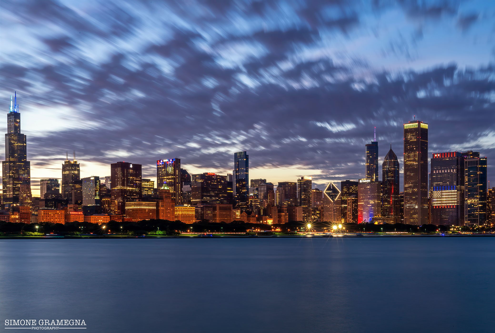 Skyline of Chicago from Adler Planetarium, USA