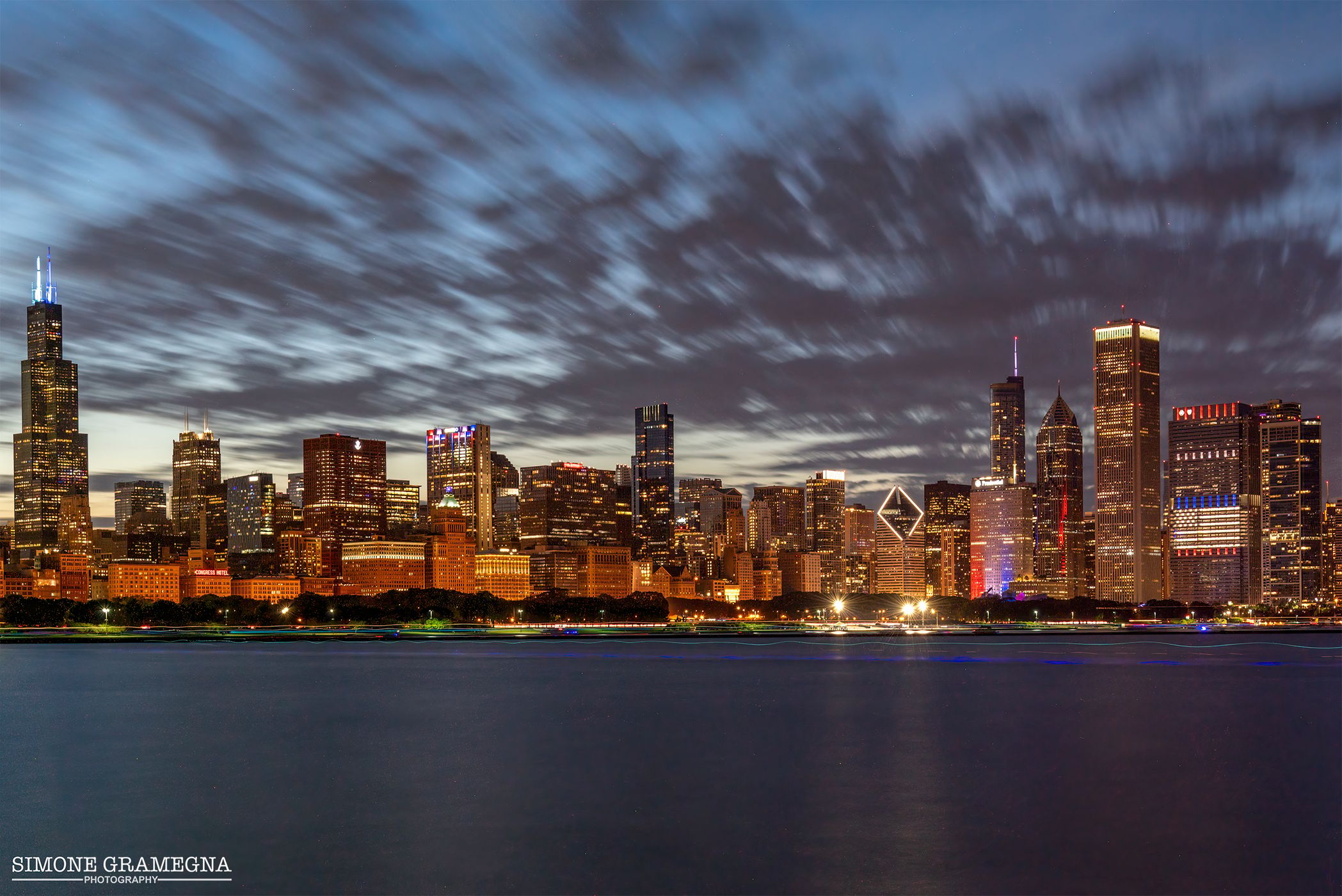 Skyline of Chicago from Adler Planetarium, USA