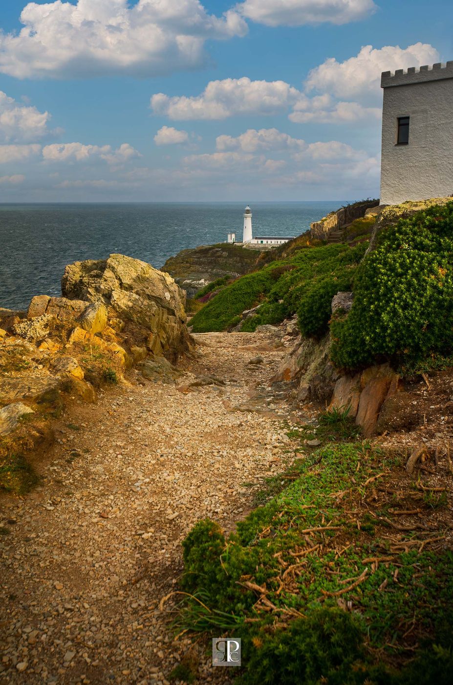 South Stack Lighthouse from Elin's Tower, Wales, United Kingdom