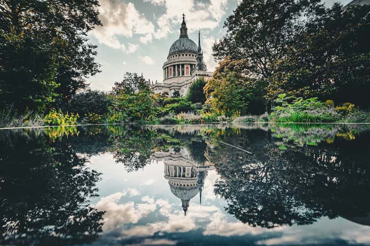 St Paul’s Cathedral from Reflection Garden, London
