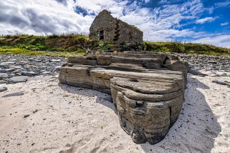 Stone cottage near Brims Castle, Scotland, UK