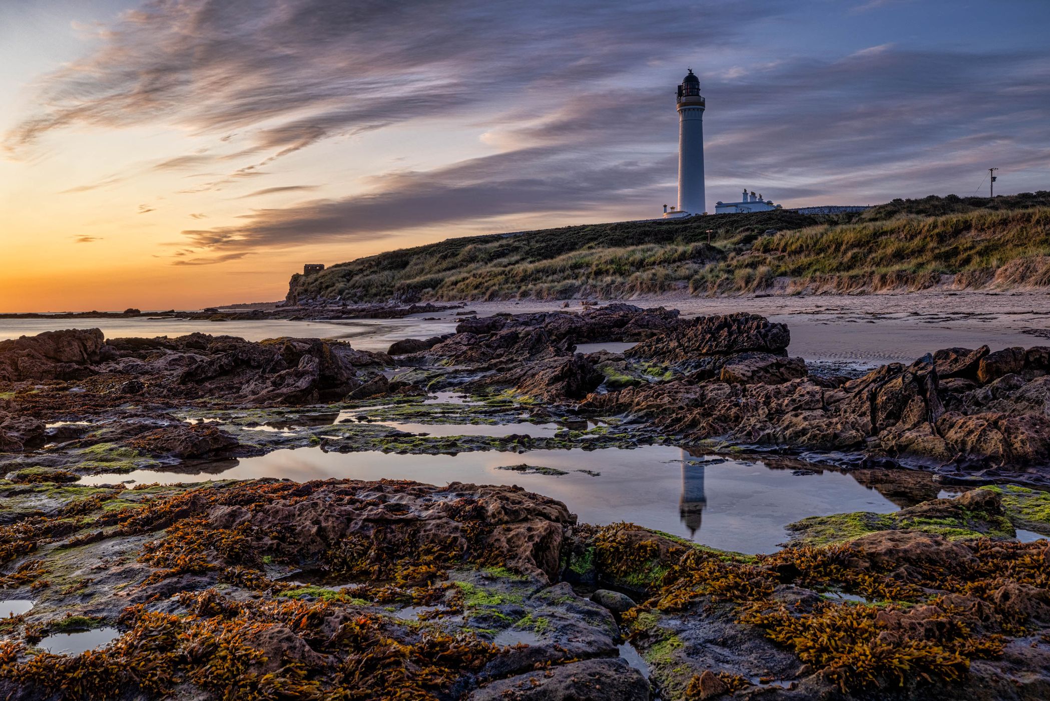 Sunrise, Covesea Lighthouse, Covesea, Scotland, UK, United Kingdom