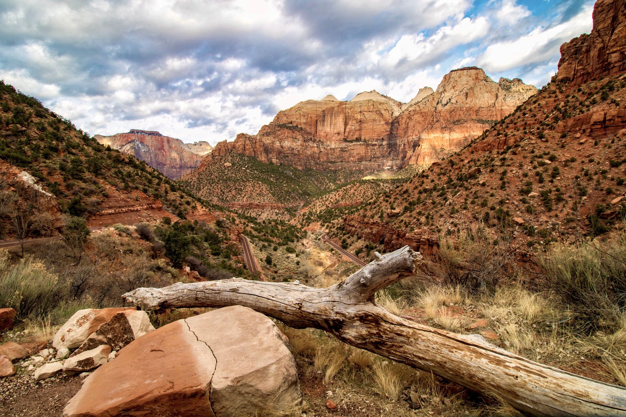 Switchbacks leading to Zion-Mt. Carmel Tunnel, USA
