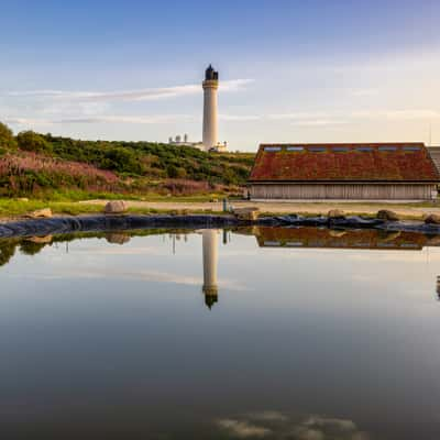 The pond, Covesea Lighthouse, Covesea, Scotland, UK, United Kingdom