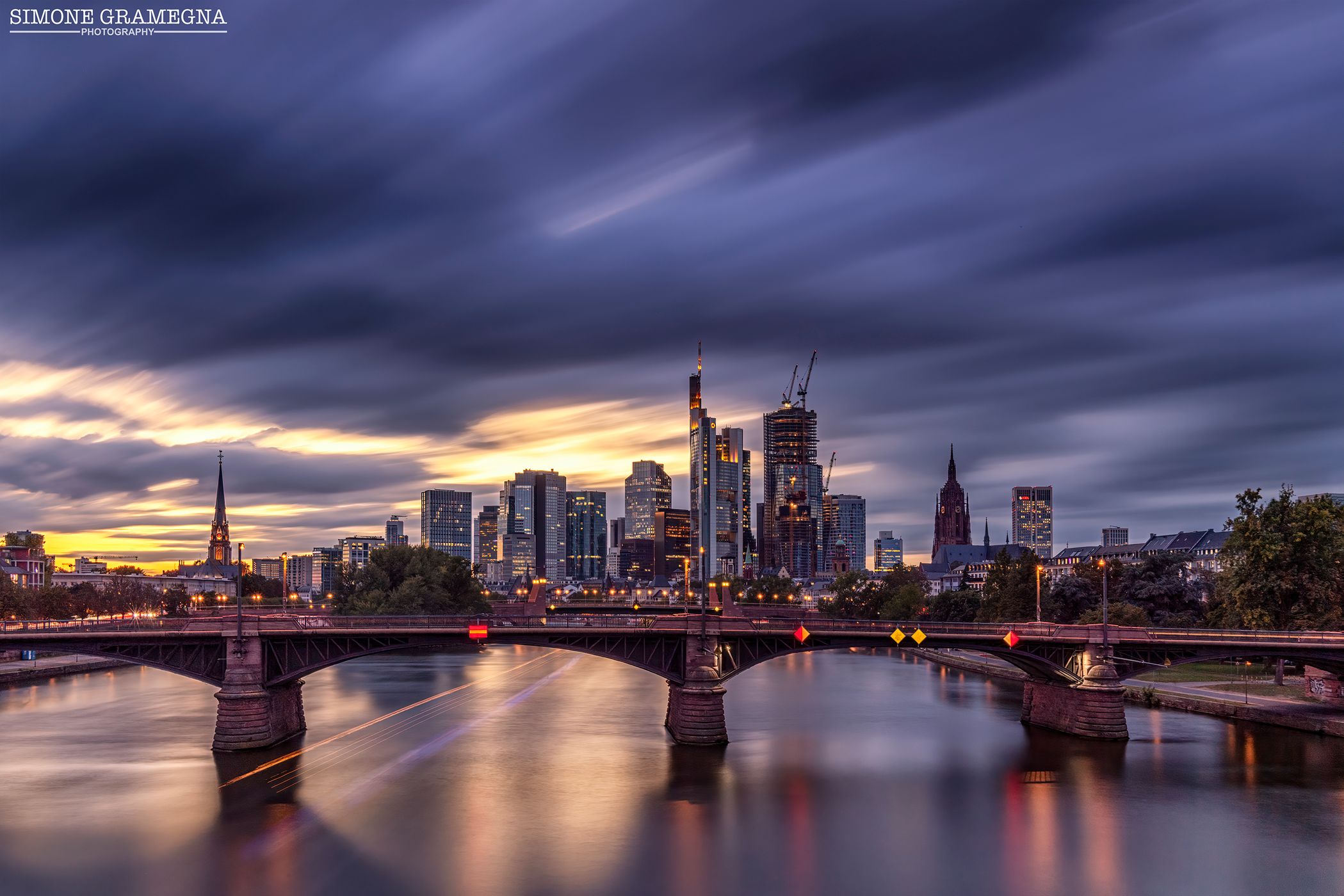View from the Flößerbrücke, Frankfurt am Main, Germany