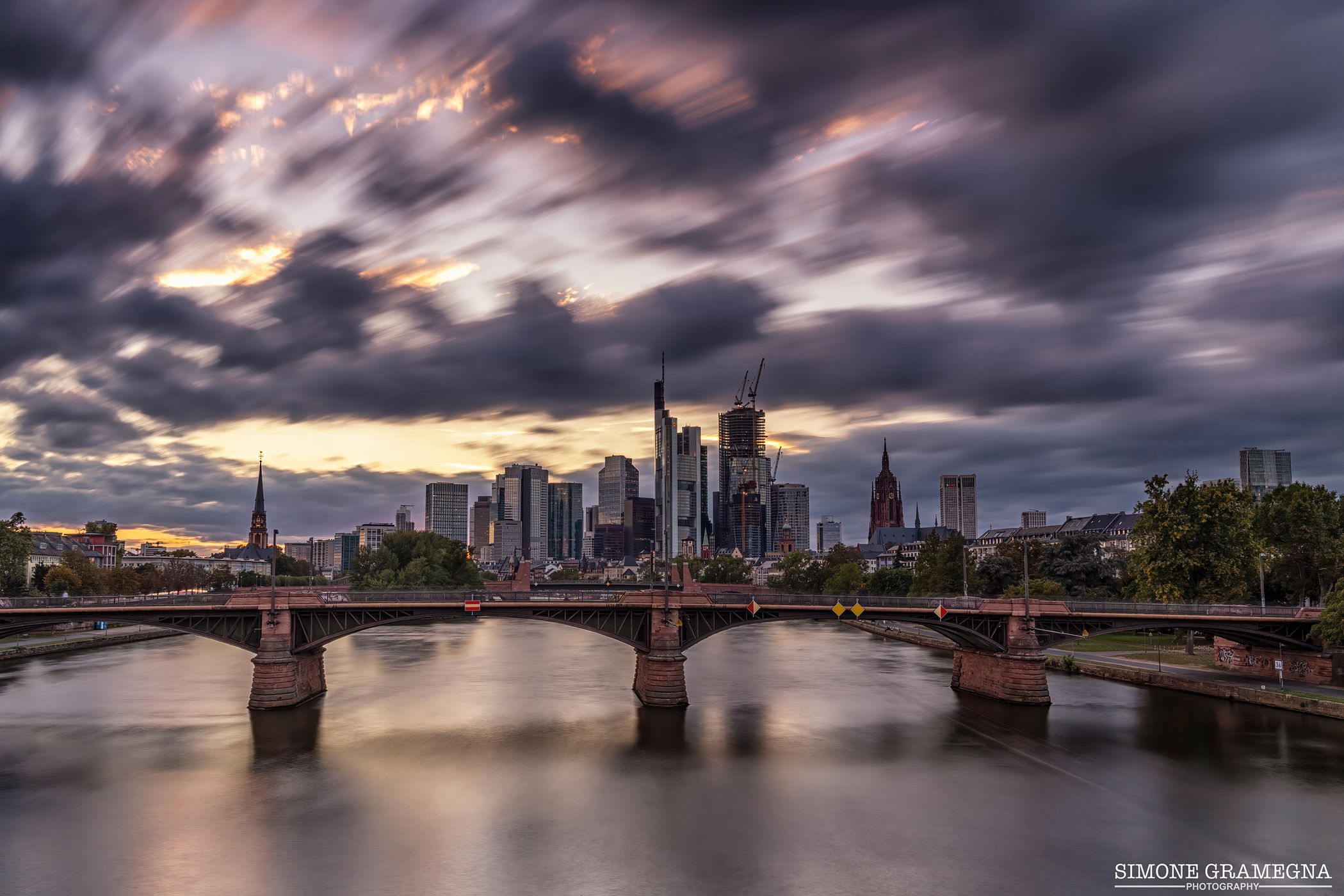 View from the Flößerbrücke, Frankfurt am Main, Germany