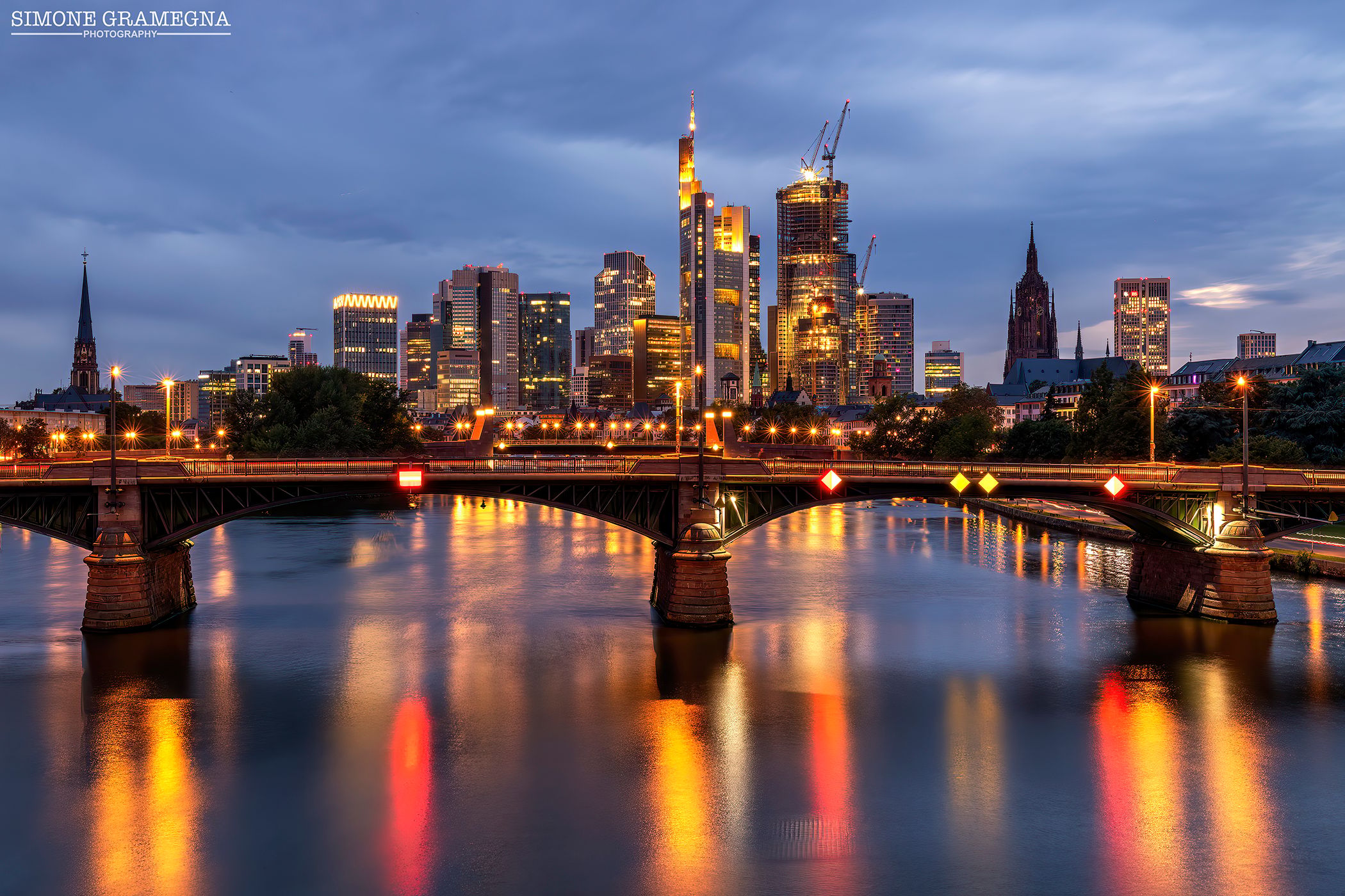 View from the Flößerbrücke, Frankfurt am Main, Germany