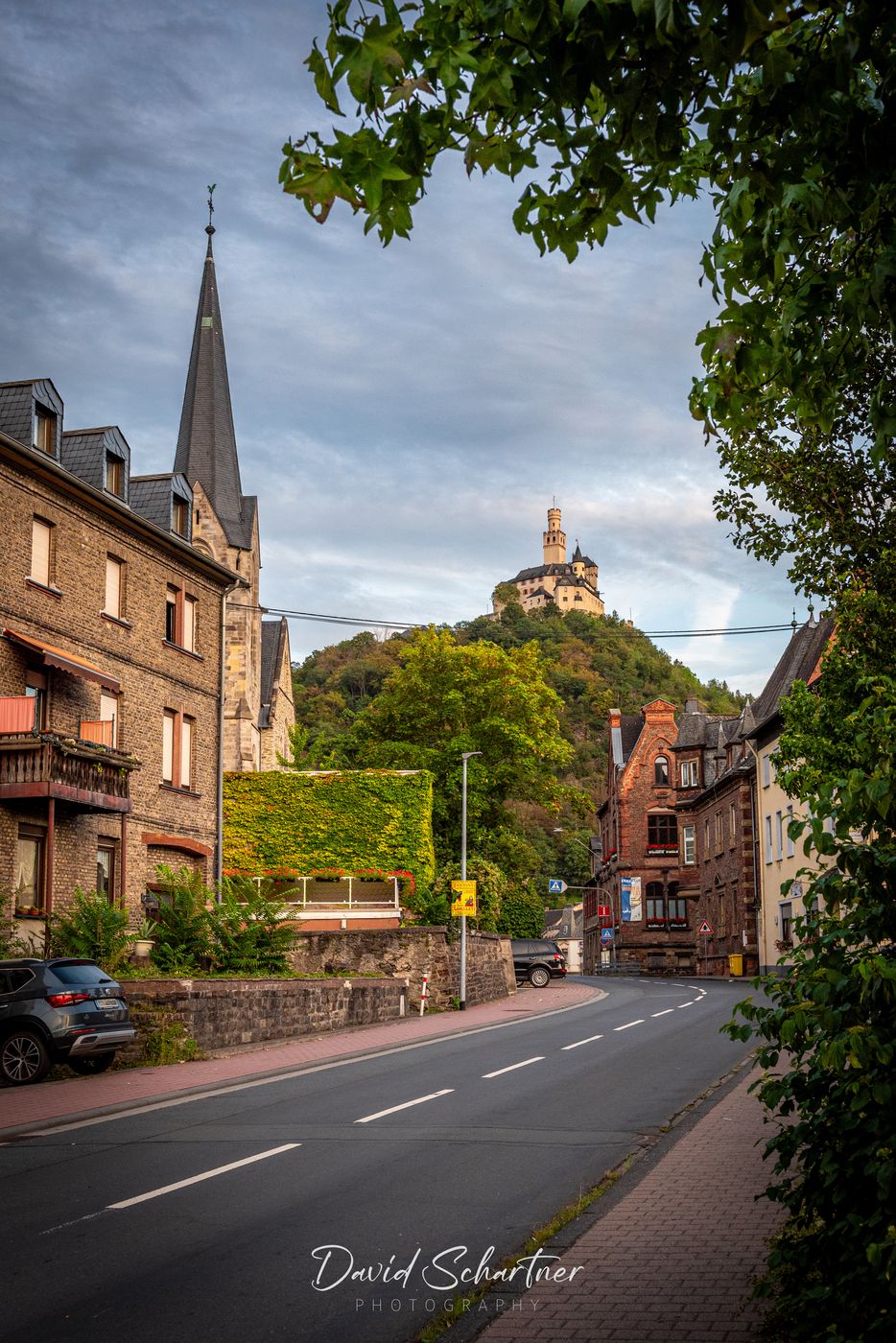 View on Marksburg from City Braubach, Germany