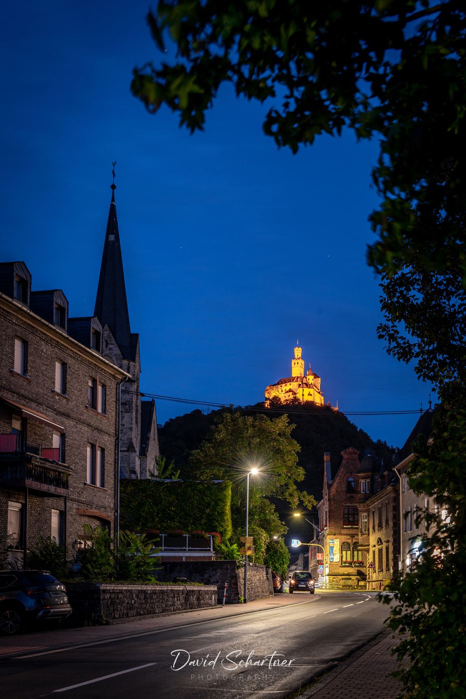 View on Marksburg from City Braubach, Germany