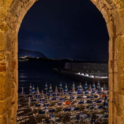 Blue hour beach setup Cefalu, Sicily, Italy