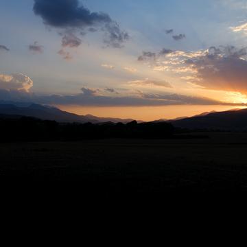 Cadí sight at sunset from around Alp, Spain
