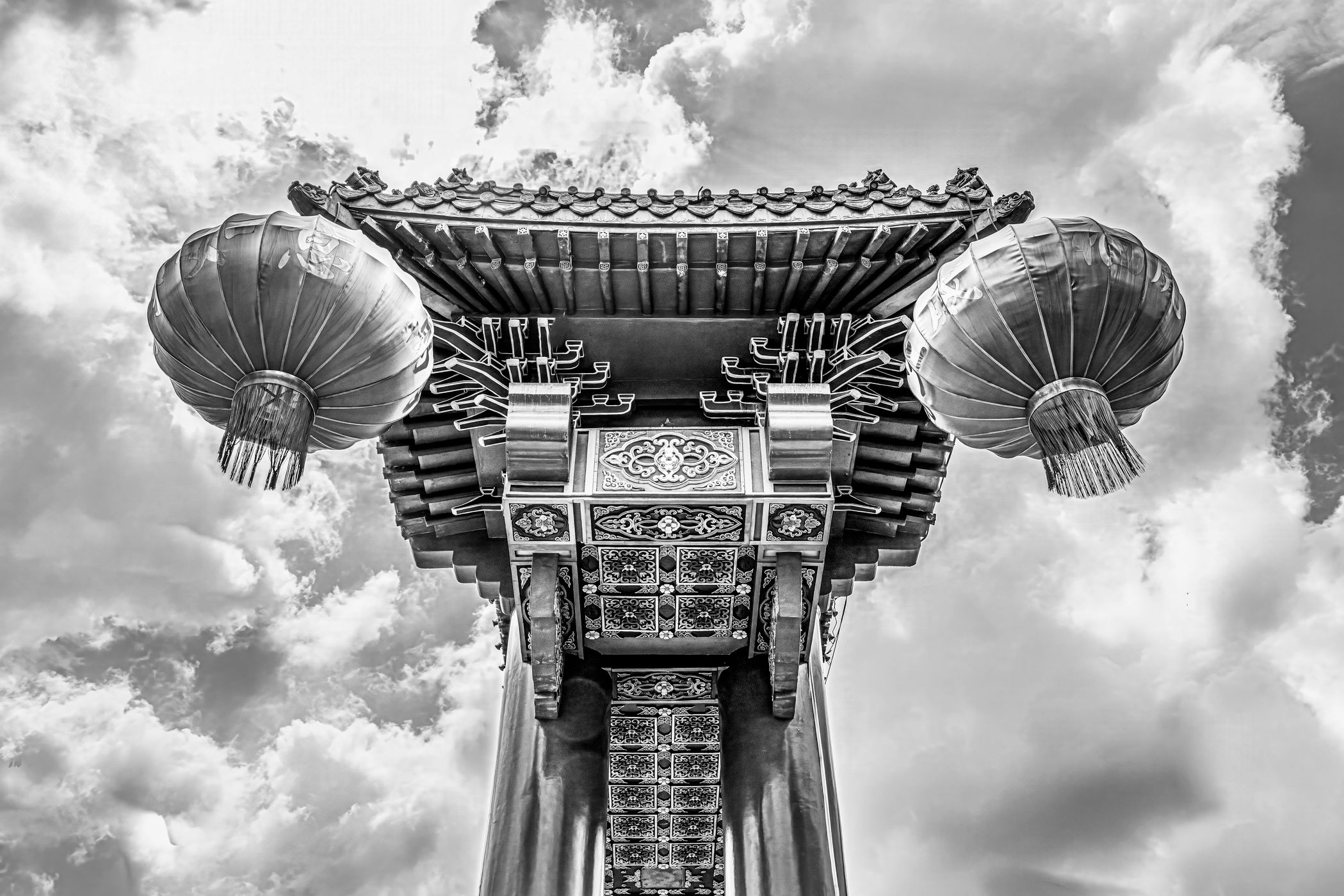 Chinatown gate on a cloudy day, Thailand