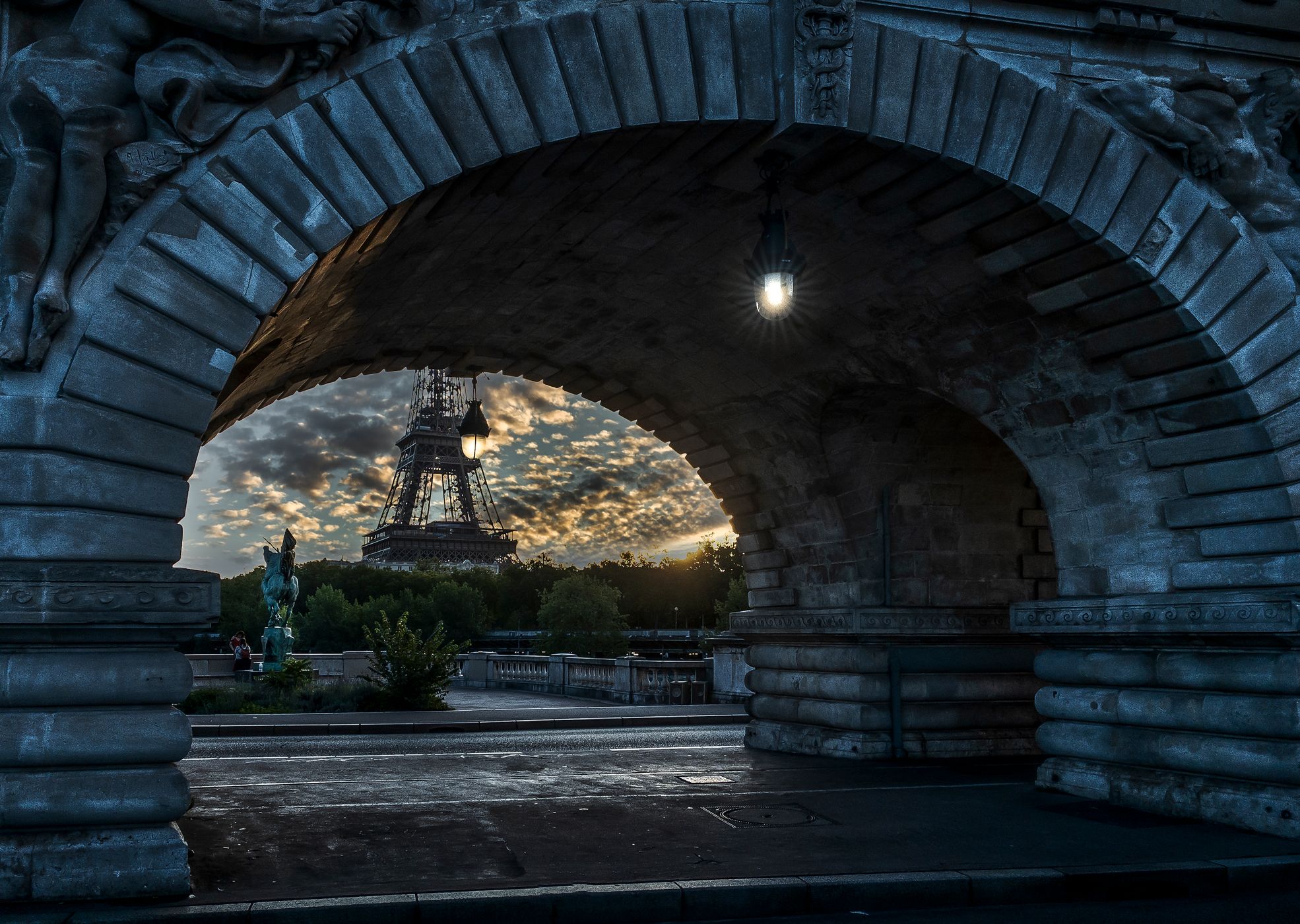 Eiffel Tower from Bir Hakeim bridge, Paris, France